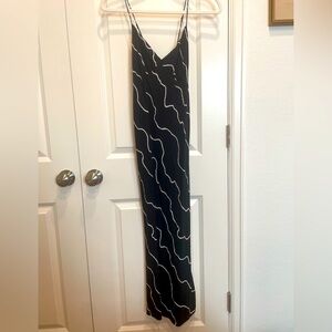 Madewell Layton Slip Dress in Black and White Wave
